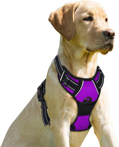 Dog Harness No Pull for Large Dogs Front Back Clips,Dog Vest | Soft Padded No Choke With Handle,Easy On&Off,Adjustable Reflective For Walking Training Running(Black,L)