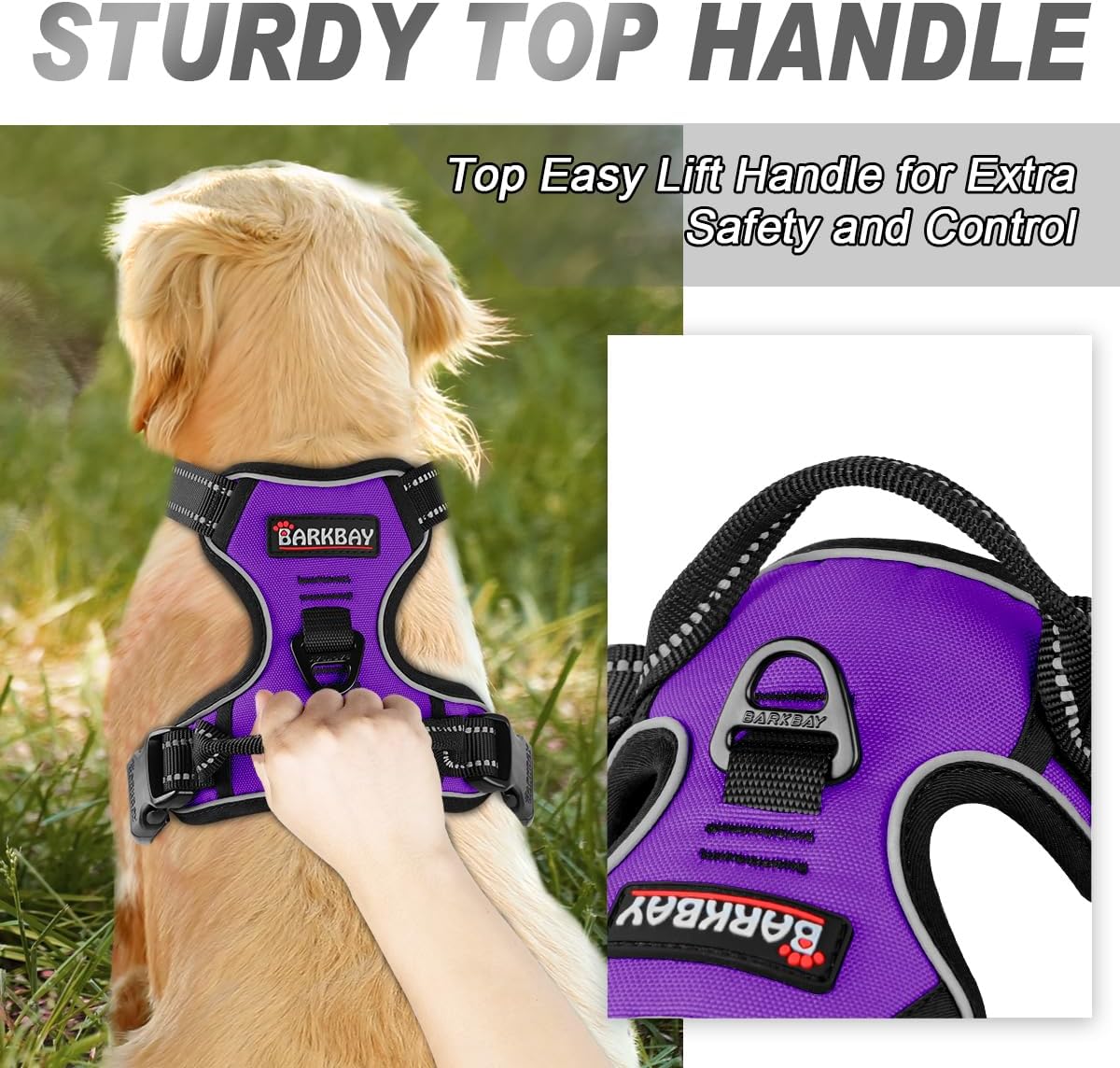 Dog Harness No Pull for Large Dogs Front Back Clips,Dog Vest | Soft Padded No Choke With Handle,Easy On&Off,Adjustable Reflective For Walking Training Running(Black,L)