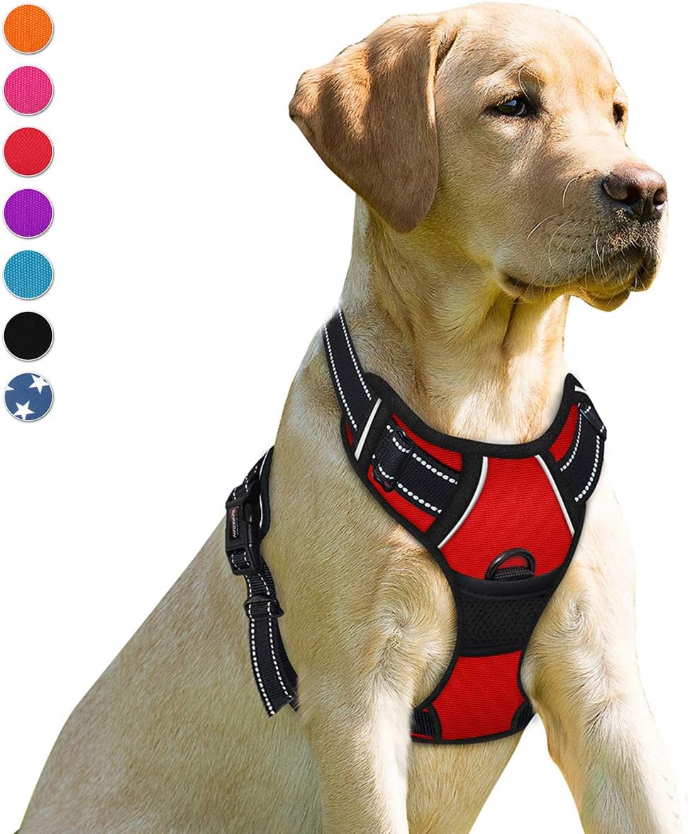 Dog Harness No Pull for Large Dogs Front Back Clips,Dog Vest | Soft Padded No Choke With Handle,Easy On&Off,Adjustable Reflective For Walking Training Running(Black,L)