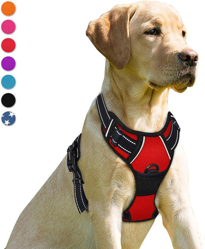Dog Harness No Pull for Large Dogs Front Back Clips,Dog Vest | Soft Padded No Choke With Handle,Easy On&Off,Adjustable Reflective For Walking Training Running(Black,L)