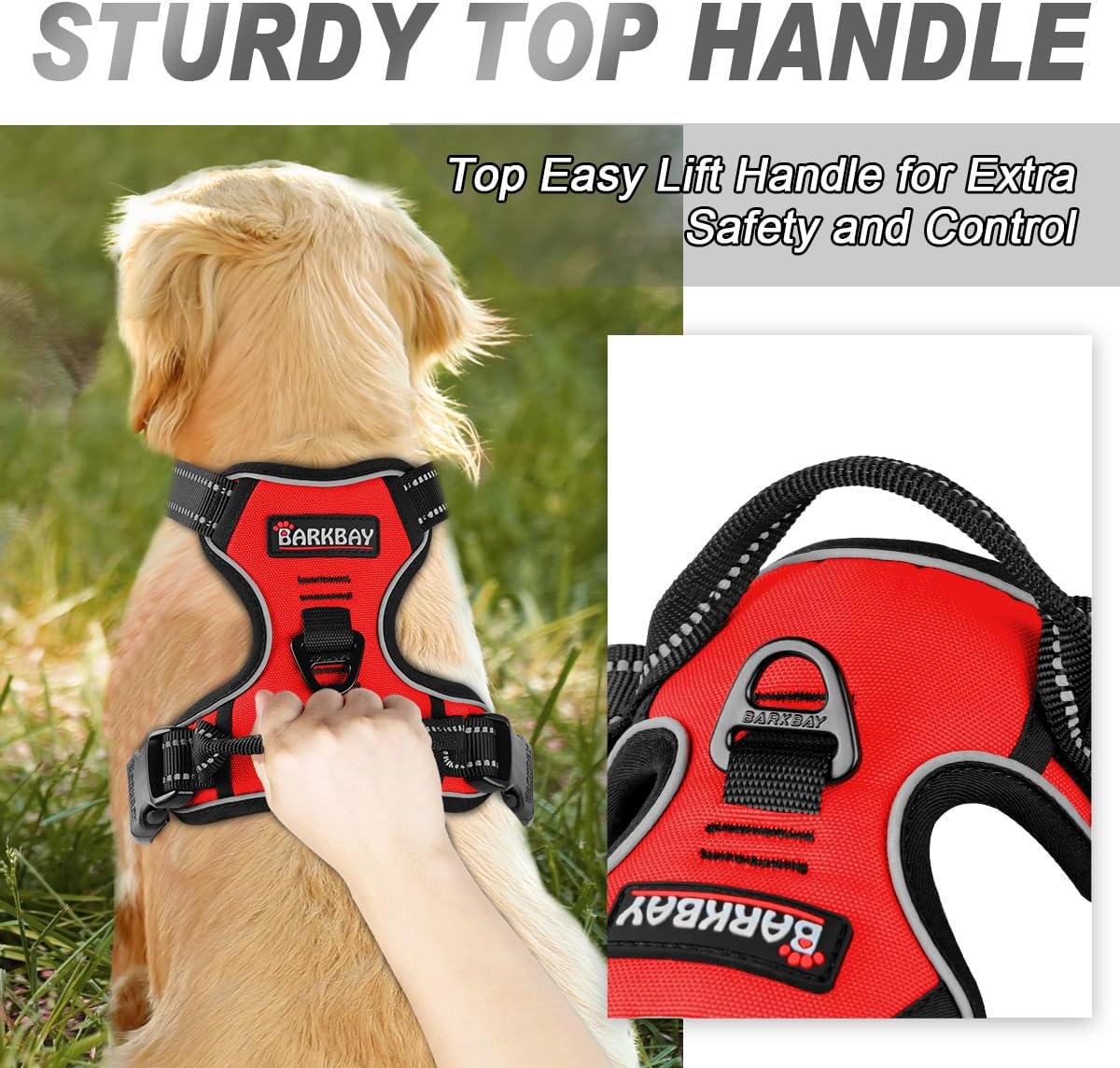Dog Harness No Pull for Large Dogs Front Back Clips,Dog Vest | Soft Padded No Choke With Handle,Easy On&Off,Adjustable Reflective For Walking Training Running(Black,L)