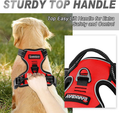 Dog Harness No Pull for Large Dogs Front Back Clips,Dog Vest | Soft Padded No Choke With Handle,Easy On&Off,Adjustable Reflective For Walking Training Running(Black,L)