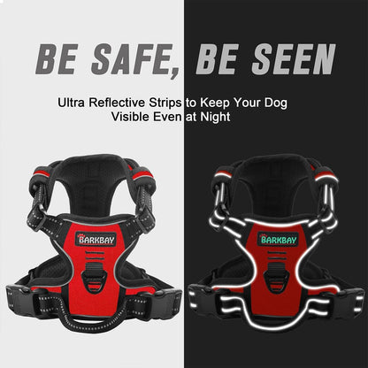 Dog Harness No Pull for Large Dogs Front Back Clips,Dog Vest | Soft Padded No Choke With Handle,Easy On&Off,Adjustable Reflective For Walking Training Running(Black,L)
