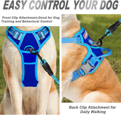 Dog Harness No Pull for Large Dogs Front Back Clips,Dog Vest | Soft Padded No Choke With Handle,Easy On&Off,Adjustable Reflective For Walking Training Running(Black,L)