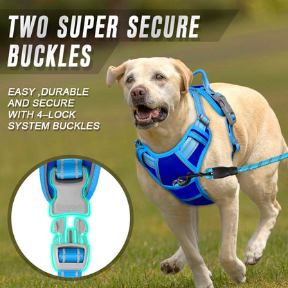 Dog Harness No Pull for Large Dogs Front Back Clips,Dog Vest | Soft Padded No Choke With Handle,Easy On&Off,Adjustable Reflective For Walking Training Running(Black,L)