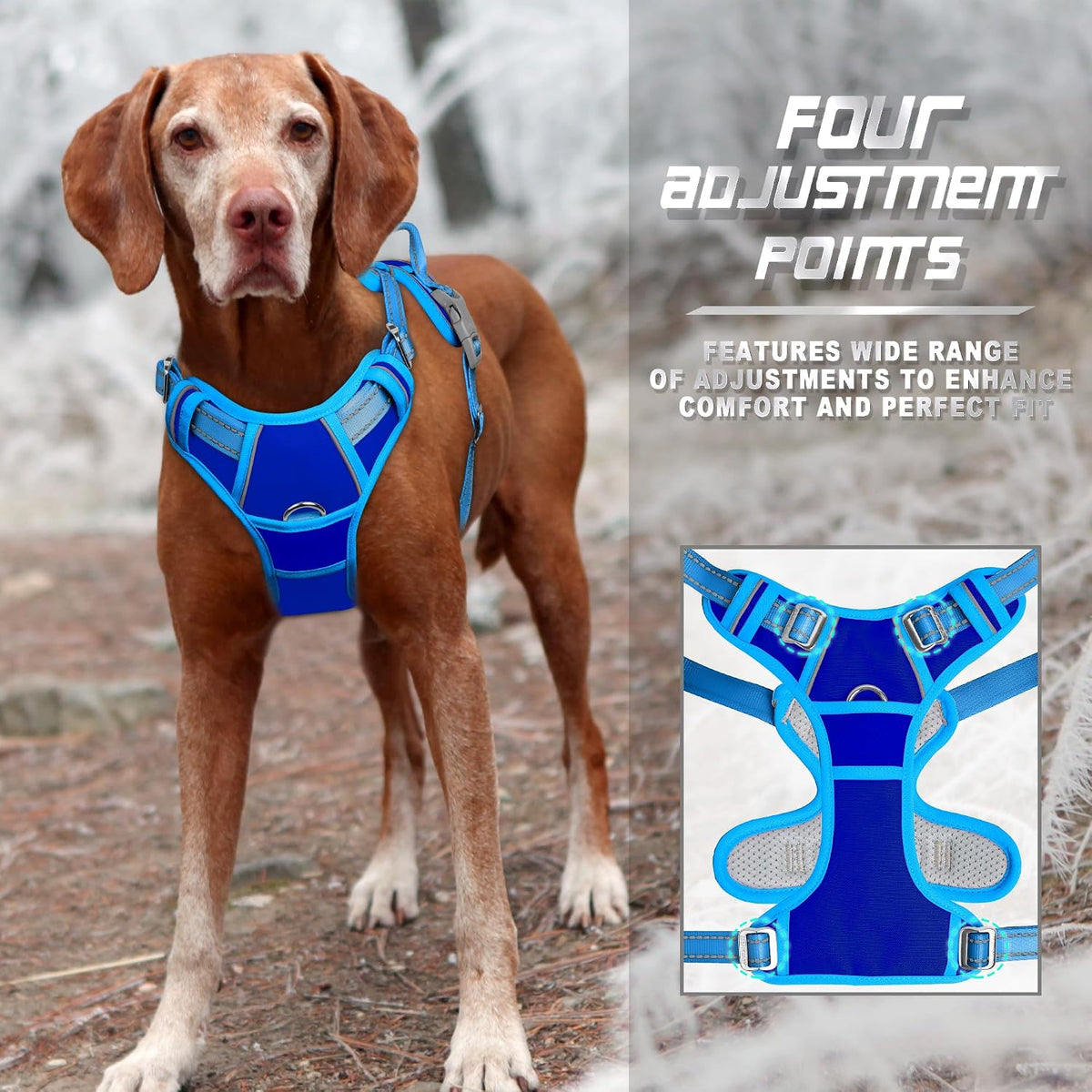 Dog Harness No Pull for Large Dogs Front Back Clips,Dog Vest | Soft Padded No Choke With Handle,Easy On&Off,Adjustable Reflective For Walking Training Running(Black,L)