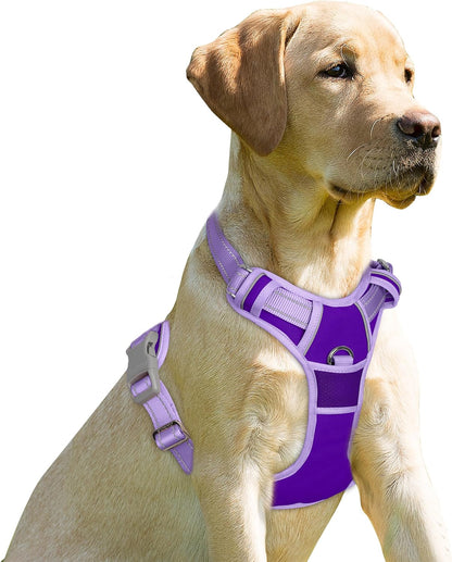 Dog Harness No Pull for Large Dogs Front Back Clips,Dog Vest | Soft Padded No Choke With Handle,Easy On&Off,Adjustable Reflective For Walking Training Running(Black,L)