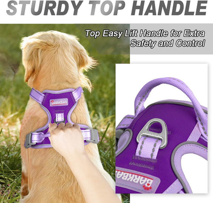 Dog Harness No Pull for Large Dogs Front Back Clips,Dog Vest | Soft Padded No Choke With Handle,Easy On&Off,Adjustable Reflective For Walking Training Running(Black,L)