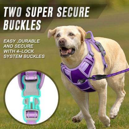 Dog Harness No Pull for Large Dogs Front Back Clips,Dog Vest | Soft Padded No Choke With Handle,Easy On&Off,Adjustable Reflective For Walking Training Running(Black,L)