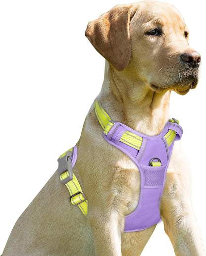 Dog Harness No Pull for Large Dogs Front Back Clips,Dog Vest | Soft Padded No Choke With Handle,Easy On&Off,Adjustable Reflective For Walking Training Running(Black,L)