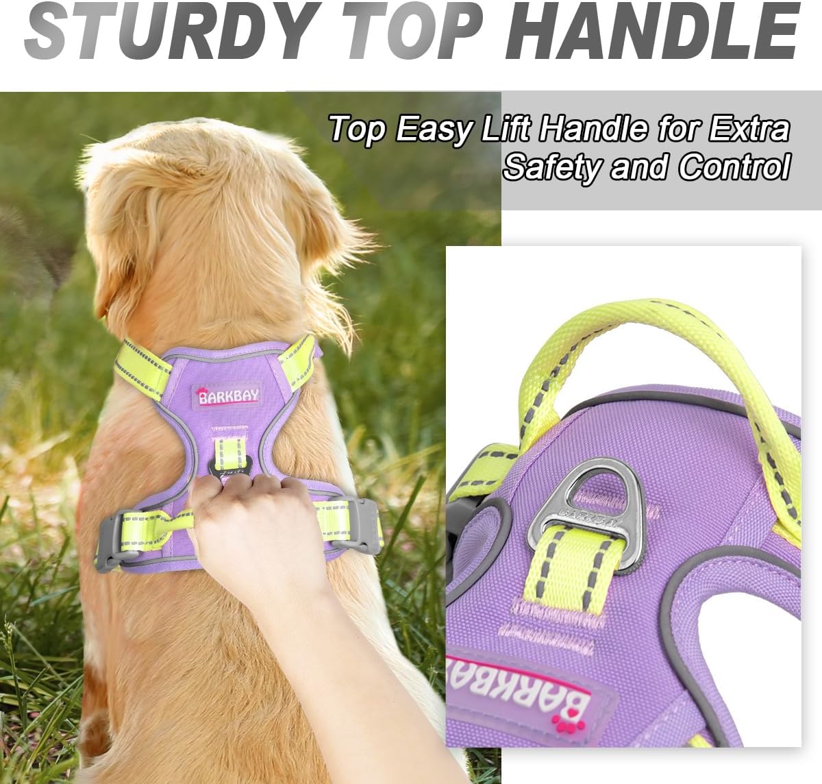 Dog Harness No Pull for Large Dogs Front Back Clips,Dog Vest | Soft Padded No Choke With Handle,Easy On&Off,Adjustable Reflective For Walking Training Running(Black,L)