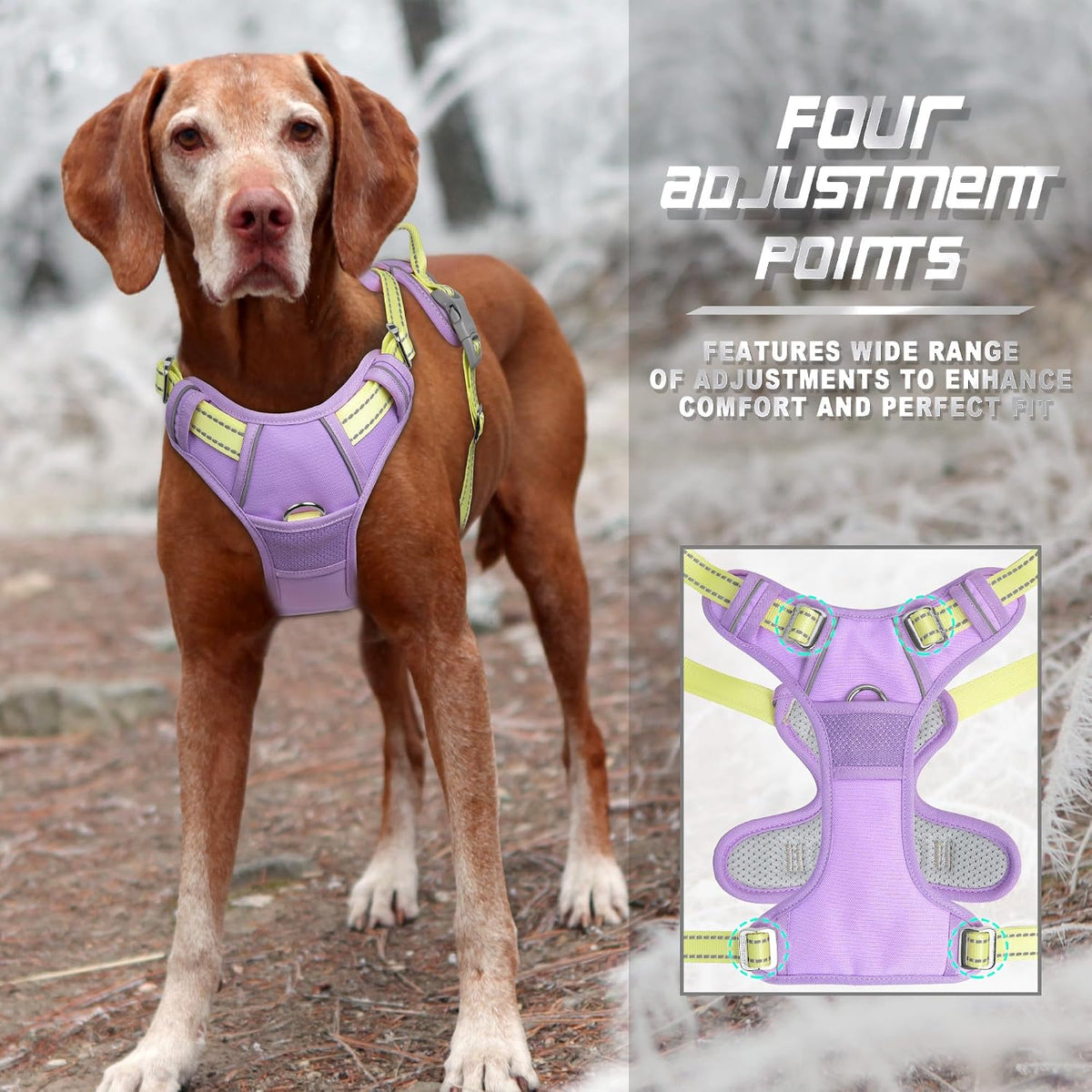 Dog Harness No Pull for Large Dogs Front Back Clips,Dog Vest | Soft Padded No Choke With Handle,Easy On&Off,Adjustable Reflective For Walking Training Running(Black,L)