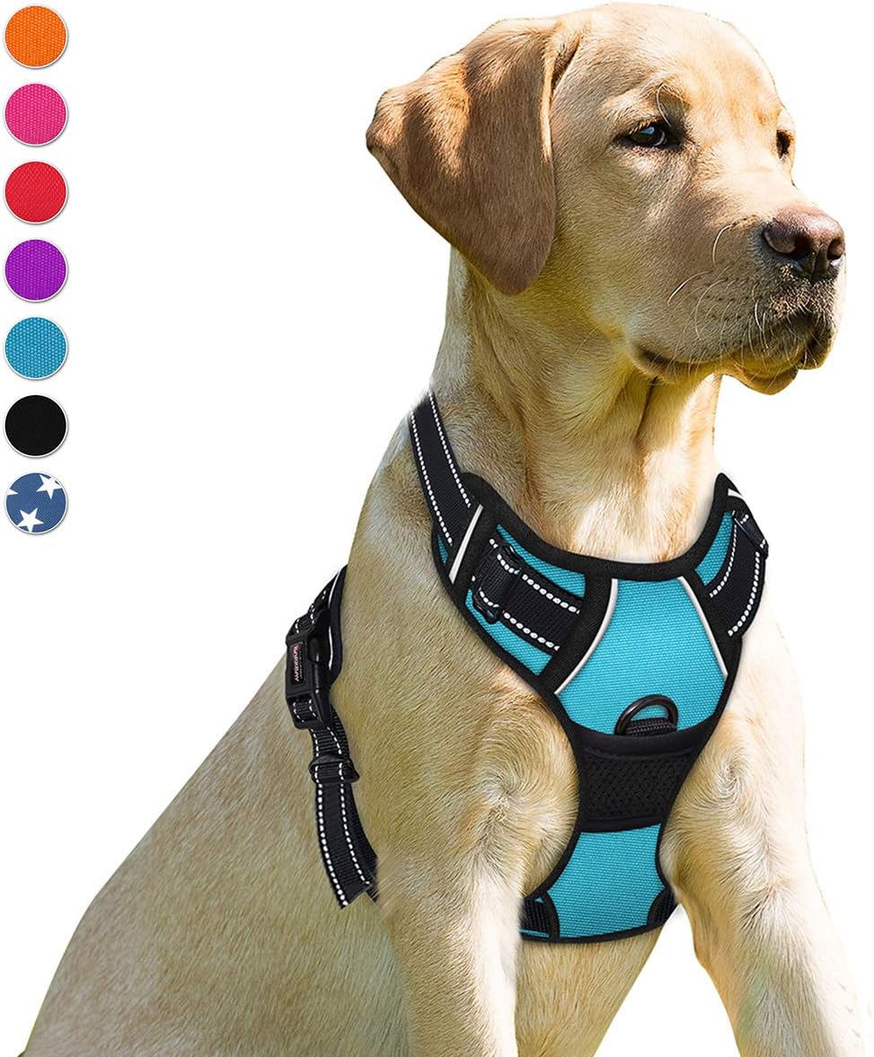 Dog Harness No Pull for Large Dogs Front Back Clips,Dog Vest | Soft Padded No Choke With Handle,Easy On&Off,Adjustable Reflective For Walking Training Running(Black,L)