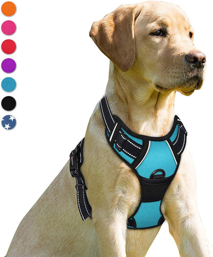 Dog Harness No Pull for Large Dogs Front Back Clips,Dog Vest | Soft Padded No Choke With Handle,Easy On&Off,Adjustable Reflective For Walking Training Running(Black,L)