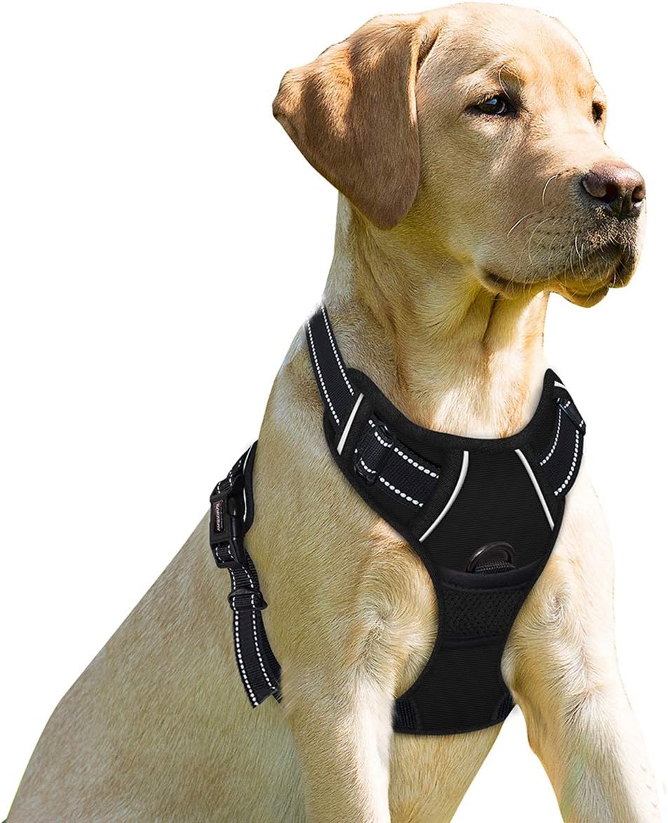 Dog Harness No Pull for Large Dogs Front Back Clips,Dog Vest | Soft Padded No Choke With Handle,Easy On&Off,Adjustable Reflective For Walking Training Running(Black,L)