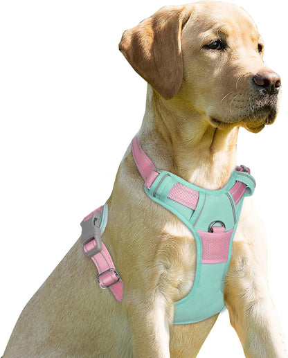 Dog Harness No Pull for Large Dogs Front Back Clips,Dog Vest | Soft Padded No Choke With Handle,Easy On&Off,Adjustable Reflective For Walking Training Running(Black,L)