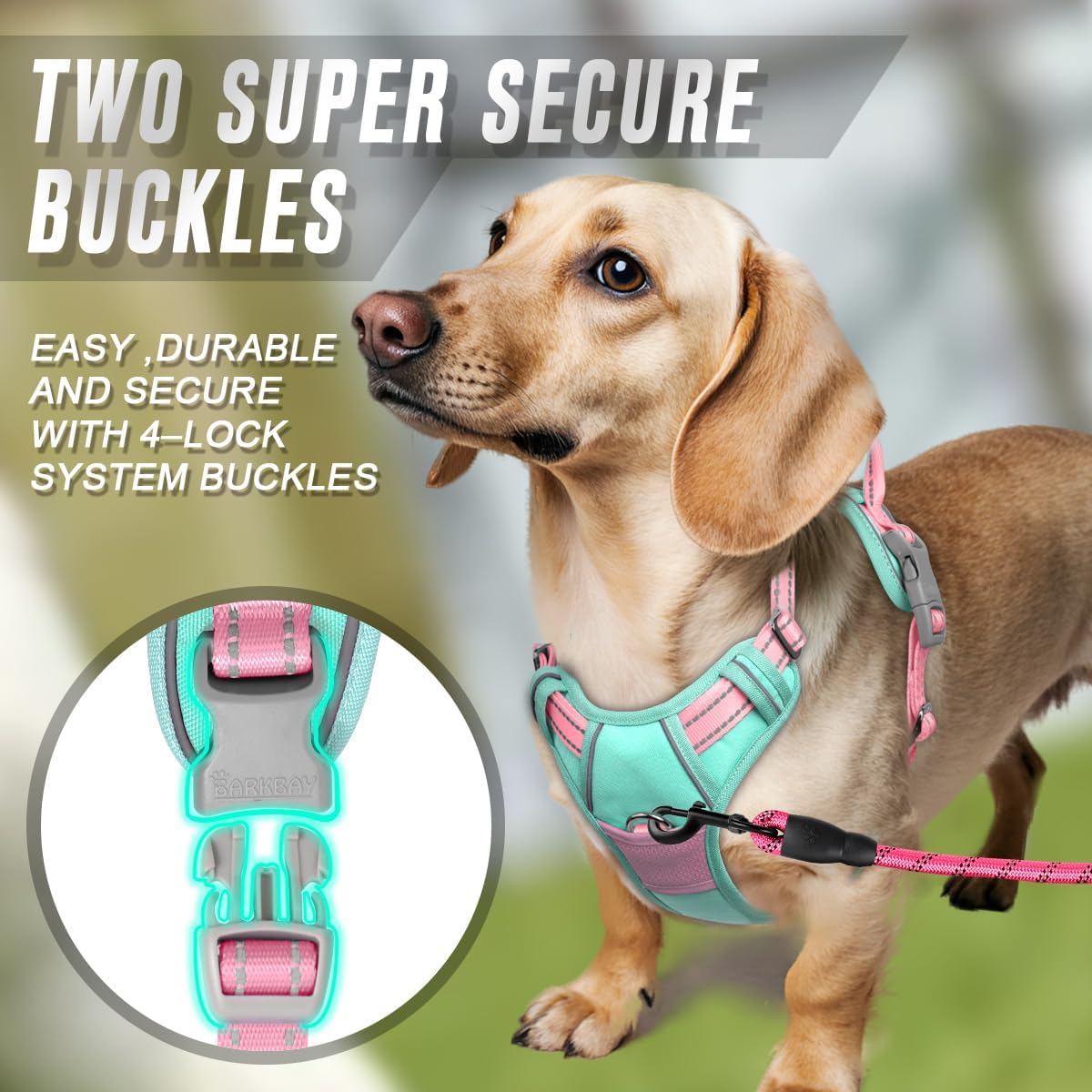 Dog Harness No Pull for Large Dogs Front Back Clips,Dog Vest | Soft Padded No Choke With Handle,Easy On&Off,Adjustable Reflective For Walking Training Running(Black,L)