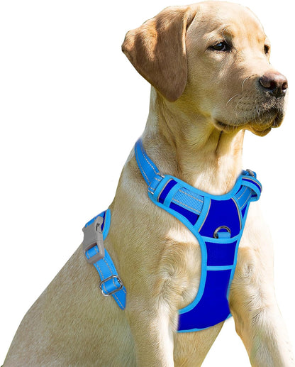 Dog Harness No Pull for Large Dogs Front Back Clips,Dog Vest | Soft Padded No Choke With Handle,Easy On&Off,Adjustable Reflective For Walking Training Running(Black,L)