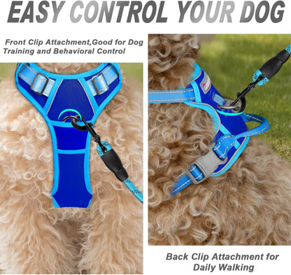Dog Harness No Pull for Large Dogs Front Back Clips,Dog Vest | Soft Padded No Choke With Handle,Easy On&Off,Adjustable Reflective For Walking Training Running(Black,L)