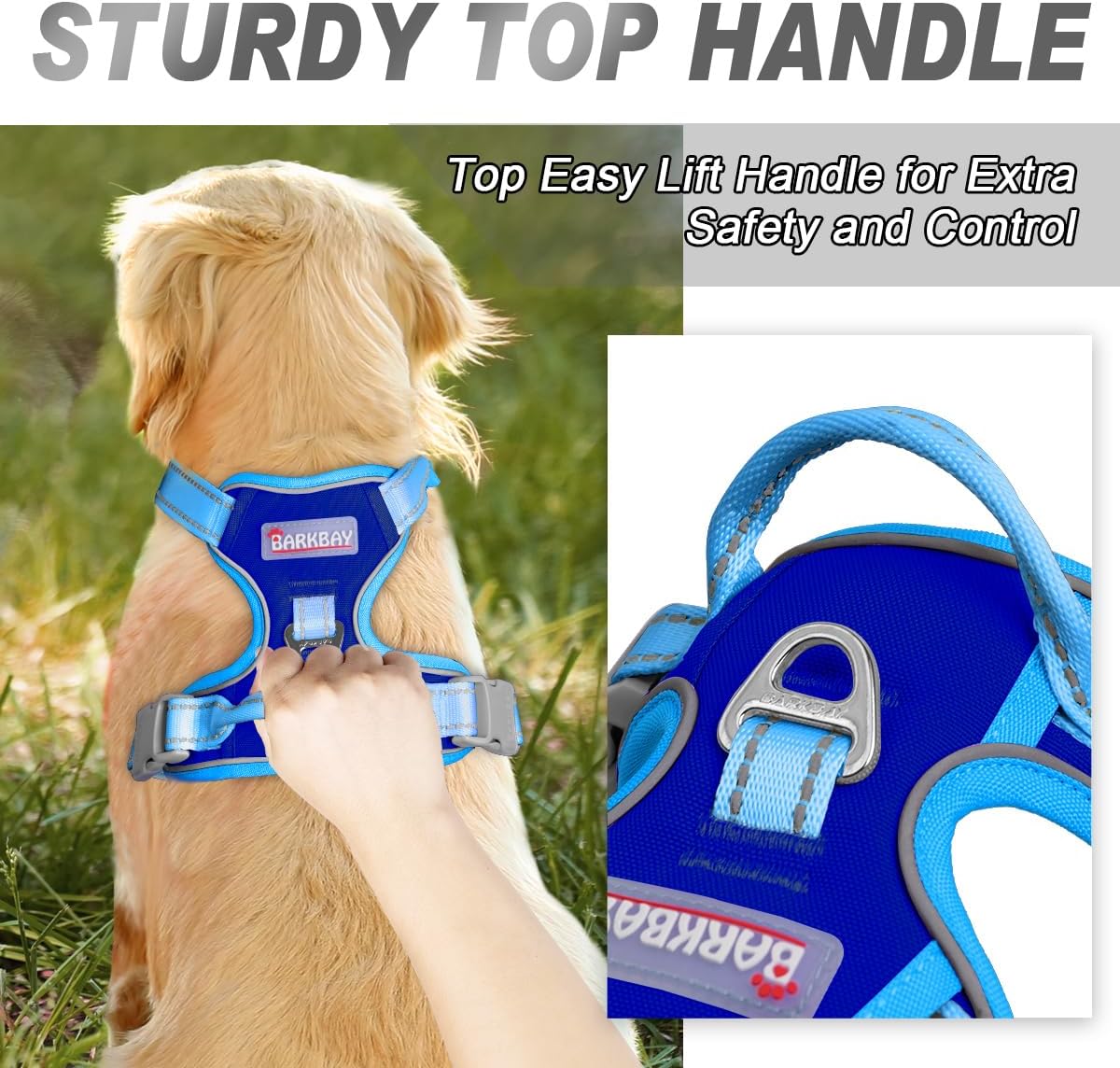 Dog Harness No Pull for Large Dogs Front Back Clips,Dog Vest | Soft Padded No Choke With Handle,Easy On&Off,Adjustable Reflective For Walking Training Running(Black,L)