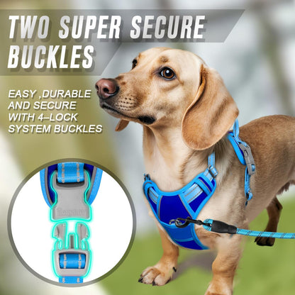 Dog Harness No Pull for Large Dogs Front Back Clips,Dog Vest | Soft Padded No Choke With Handle,Easy On&Off,Adjustable Reflective For Walking Training Running(Black,L)