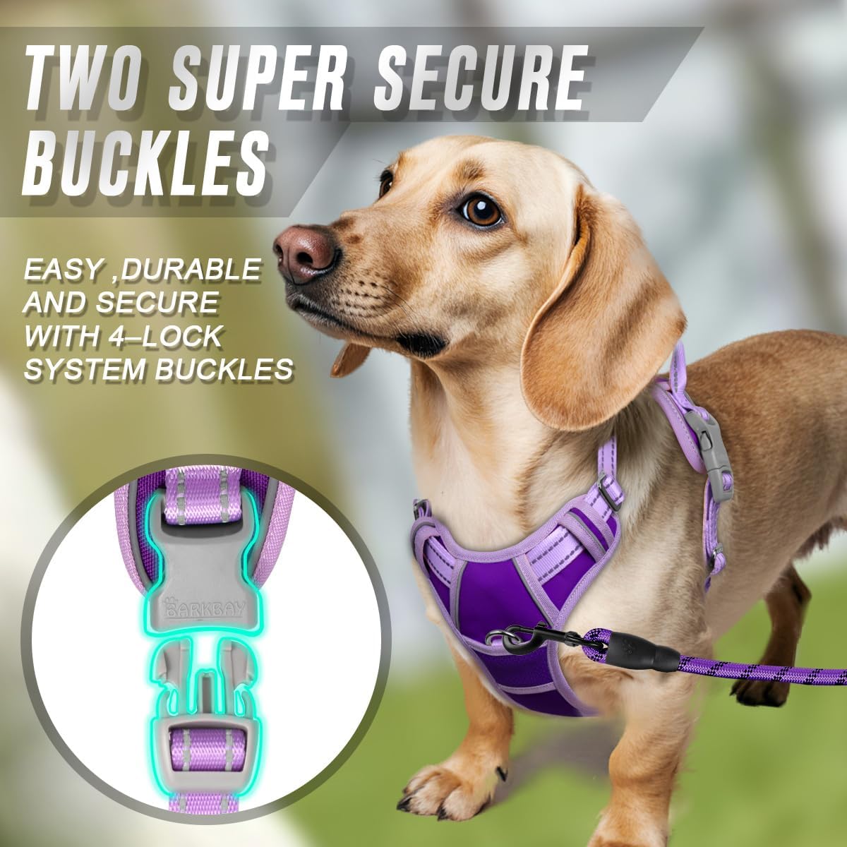 Dog Harness No Pull for Large Dogs Front Back Clips,Dog Vest | Soft Padded No Choke With Handle,Easy On&Off,Adjustable Reflective For Walking Training Running(Black,L)