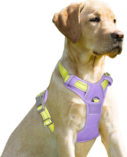 Dog Harness No Pull for Large Dogs Front Back Clips,Dog Vest | Soft Padded No Choke With Handle,Easy On&Off,Adjustable Reflective For Walking Training Running(Black,L)