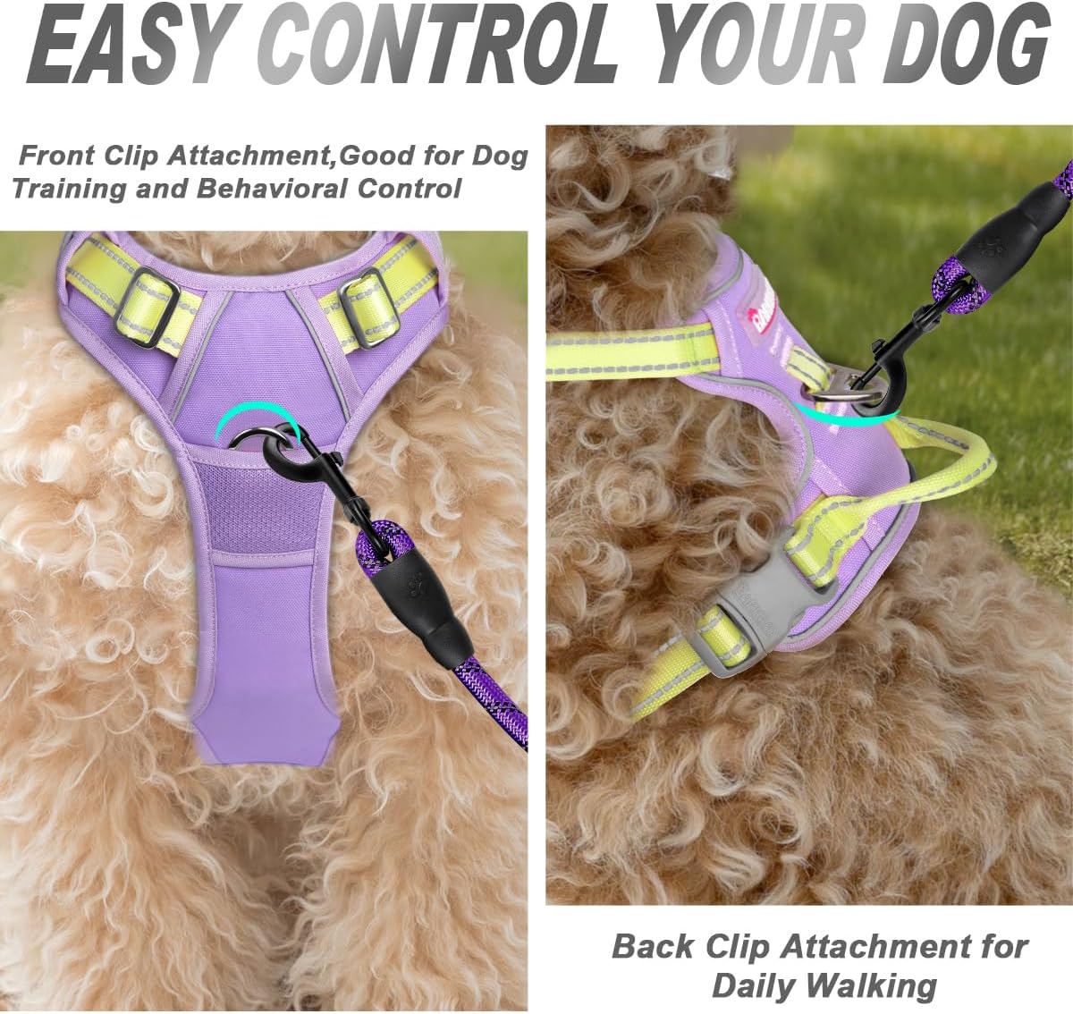 Dog Harness No Pull for Large Dogs Front Back Clips,Dog Vest | Soft Padded No Choke With Handle,Easy On&Off,Adjustable Reflective For Walking Training Running(Black,L)