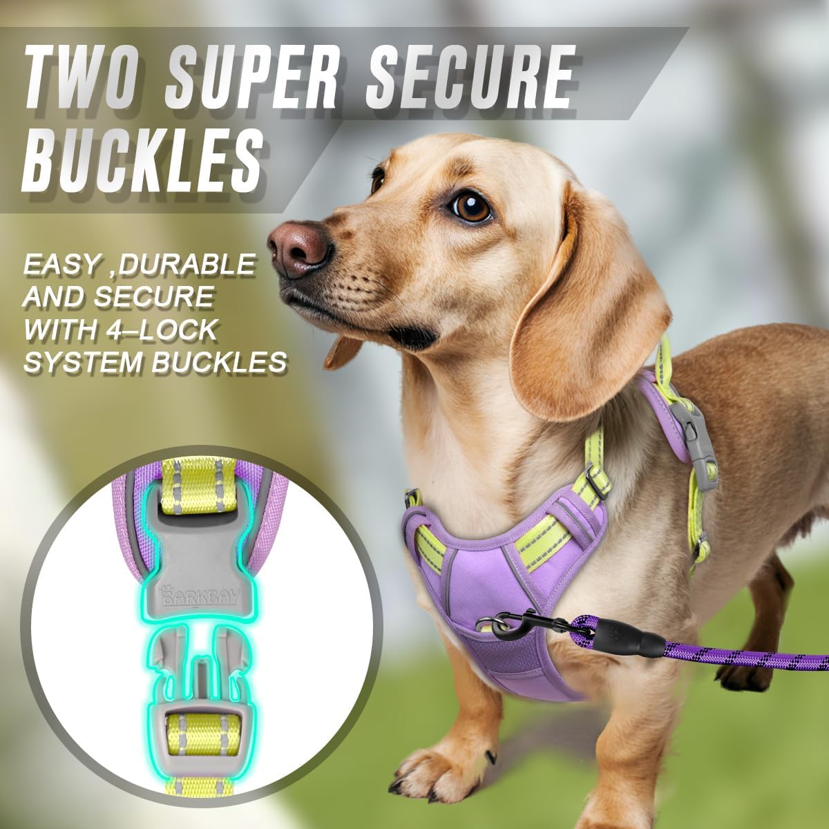 Dog Harness No Pull for Large Dogs Front Back Clips,Dog Vest | Soft Padded No Choke With Handle,Easy On&Off,Adjustable Reflective For Walking Training Running(Black,L)