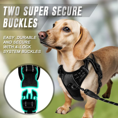Dog Harness No Pull for Large Dogs Front Back Clips,Dog Vest | Soft Padded No Choke With Handle,Easy On&Off,Adjustable Reflective For Walking Training Running(Black,L)