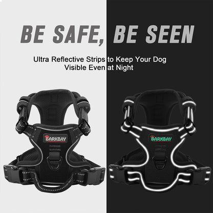 Dog Harness No Pull for Large Dogs Front Back Clips,Dog Vest | Soft Padded No Choke With Handle,Easy On&Off,Adjustable Reflective For Walking Training Running(Black,L)
