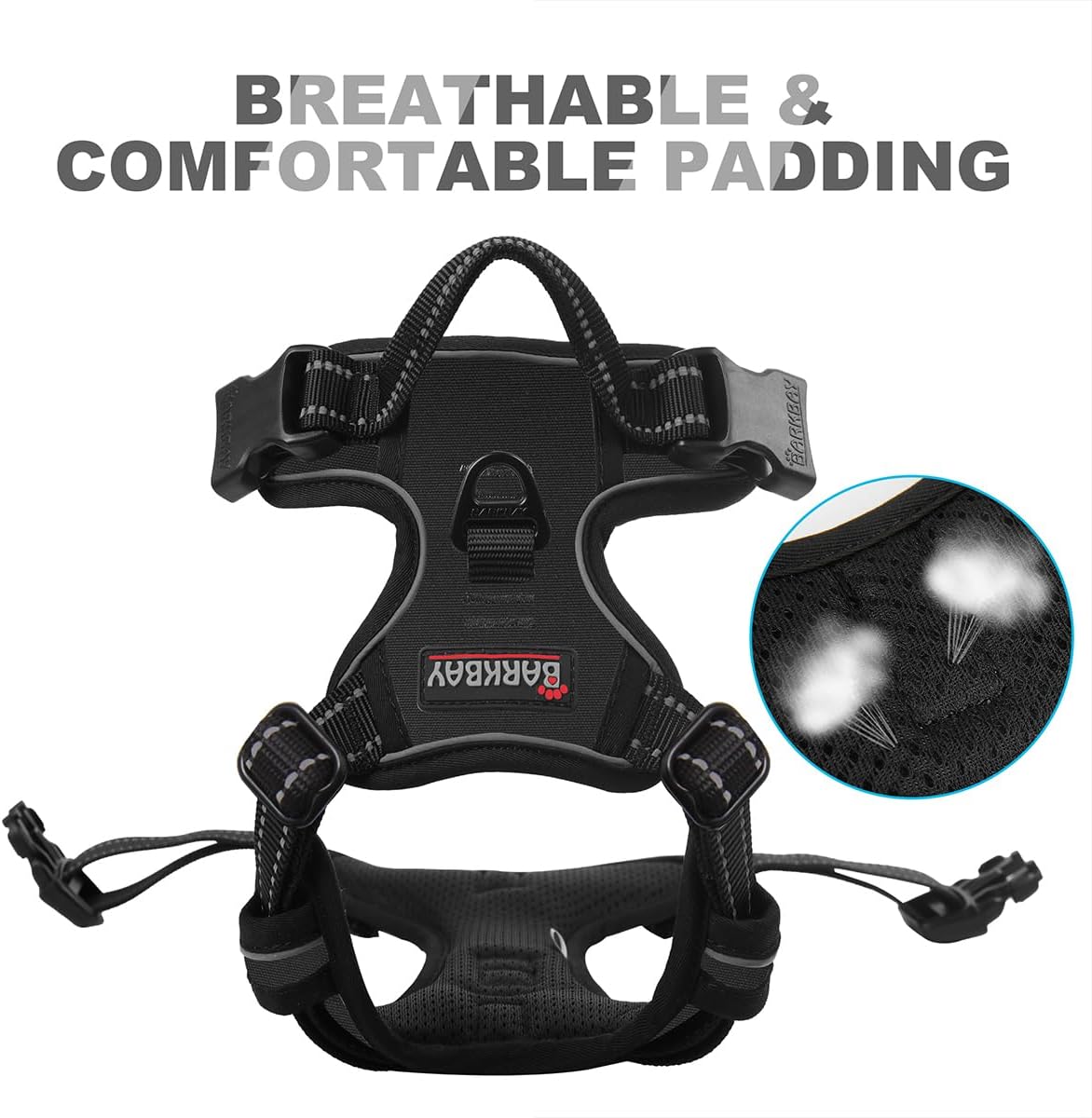 Dog Harness No Pull for Large Dogs Front Back Clips,Dog Vest | Soft Padded No Choke With Handle,Easy On&Off,Adjustable Reflective For Walking Training Running(Black,L)