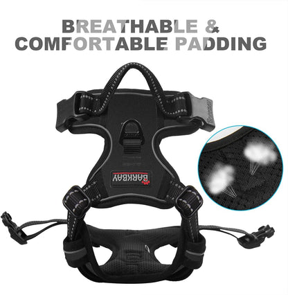 Dog Harness No Pull for Large Dogs Front Back Clips,Dog Vest | Soft Padded No Choke With Handle,Easy On&Off,Adjustable Reflective For Walking Training Running(Black,L)