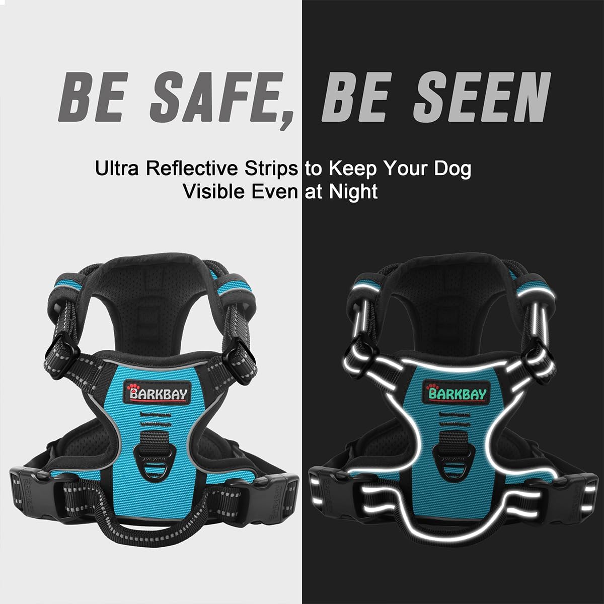 Dog Harness No Pull for Large Dogs Front Back Clips,Dog Vest | Soft Padded No Choke With Handle,Easy On&Off,Adjustable Reflective For Walking Training Running(Black,L)