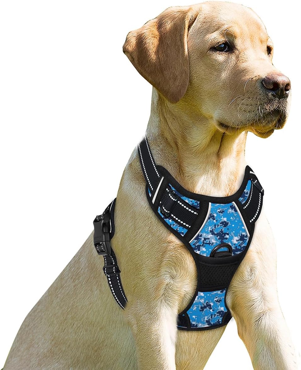 Dog Harness No Pull for Large Dogs Front Back Clips,Dog Vest | Soft Padded No Choke With Handle,Easy On&Off,Adjustable Reflective For Walking Training Running(Black,L)