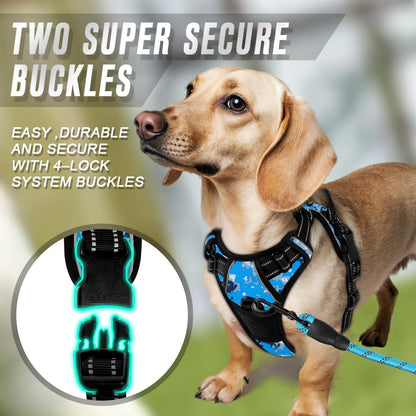 Dog Harness No Pull for Large Dogs Front Back Clips,Dog Vest | Soft Padded No Choke With Handle,Easy On&Off,Adjustable Reflective For Walking Training Running(Black,L)