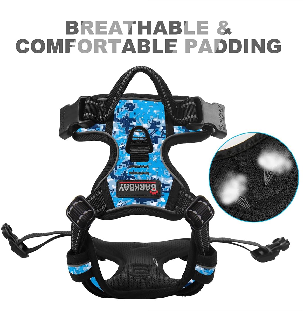 Dog Harness No Pull for Large Dogs Front Back Clips,Dog Vest | Soft Padded No Choke With Handle,Easy On&Off,Adjustable Reflective For Walking Training Running(Black,L)