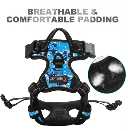 Dog Harness No Pull for Large Dogs Front Back Clips,Dog Vest | Soft Padded No Choke With Handle,Easy On&Off,Adjustable Reflective For Walking Training Running(Black,L)