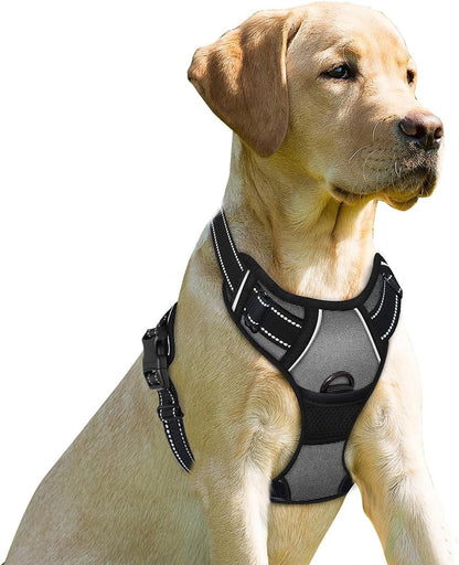 Dog Harness No Pull for Large Dogs Front Back Clips,Dog Vest | Soft Padded No Choke With Handle,Easy On&Off,Adjustable Reflective For Walking Training Running(Black,L)