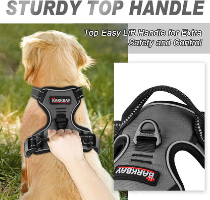 Dog Harness No Pull for Large Dogs Front Back Clips,Dog Vest | Soft Padded No Choke With Handle,Easy On&Off,Adjustable Reflective For Walking Training Running(Black,L)