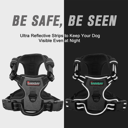 Dog Harness No Pull for Large Dogs Front Back Clips,Dog Vest | Soft Padded No Choke With Handle,Easy On&Off,Adjustable Reflective For Walking Training Running(Black,L)