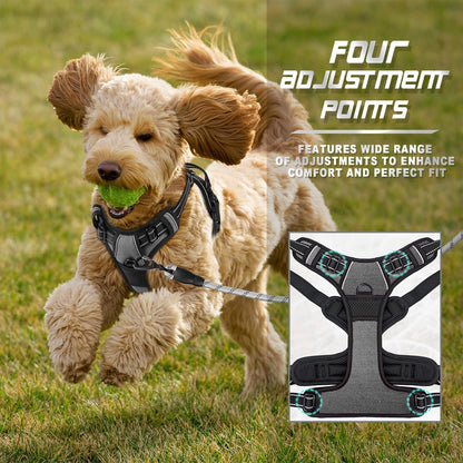 Dog Harness No Pull for Large Dogs Front Back Clips,Dog Vest | Soft Padded No Choke With Handle,Easy On&Off,Adjustable Reflective For Walking Training Running(Black,L)