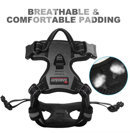 Dog Harness No Pull for Large Dogs Front Back Clips,Dog Vest | Soft Padded No Choke With Handle,Easy On&Off,Adjustable Reflective For Walking Training Running(Black,L)