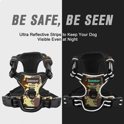 Dog Harness No Pull for Large Dogs Front Back Clips,Dog Vest | Soft Padded No Choke With Handle,Easy On&Off,Adjustable Reflective For Walking Training Running(Black,L)