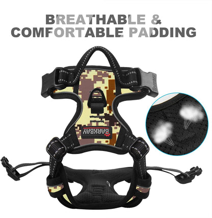 Dog Harness No Pull for Large Dogs Front Back Clips,Dog Vest | Soft Padded No Choke With Handle,Easy On&Off,Adjustable Reflective For Walking Training Running(Black,L)