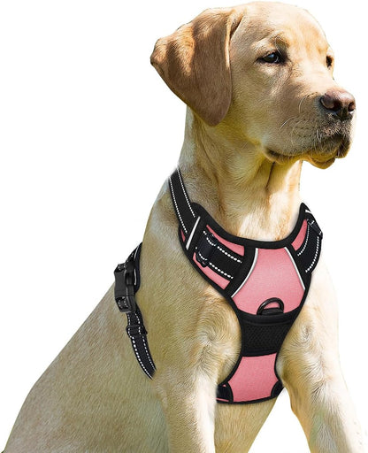 Dog Harness No Pull for Large Dogs Front Back Clips,Dog Vest | Soft Padded No Choke With Handle,Easy On&Off,Adjustable Reflective For Walking Training Running(Black,L)