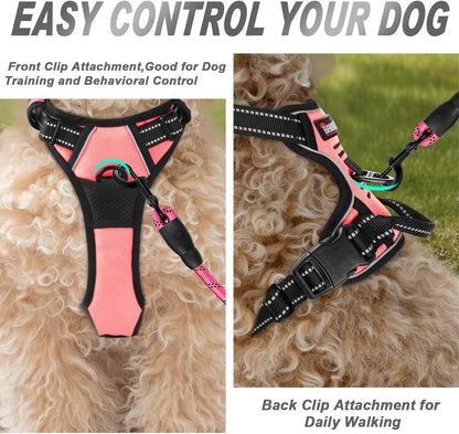 Dog Harness No Pull for Large Dogs Front Back Clips,Dog Vest | Soft Padded No Choke With Handle,Easy On&Off,Adjustable Reflective For Walking Training Running(Black,L)
