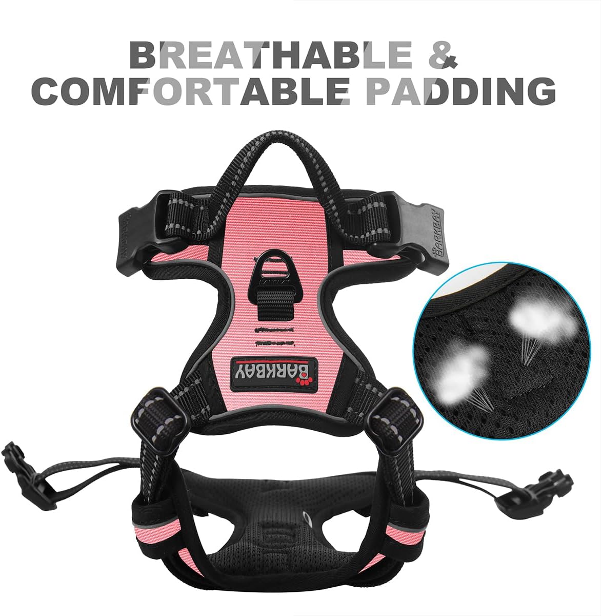Dog Harness No Pull for Large Dogs Front Back Clips,Dog Vest | Soft Padded No Choke With Handle,Easy On&Off,Adjustable Reflective For Walking Training Running(Black,L)