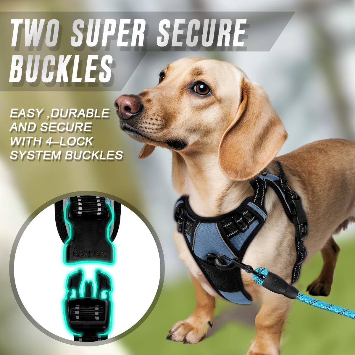 Dog Harness No Pull for Large Dogs Front Back Clips,Dog Vest | Soft Padded No Choke With Handle,Easy On&Off,Adjustable Reflective For Walking Training Running(Black,L)