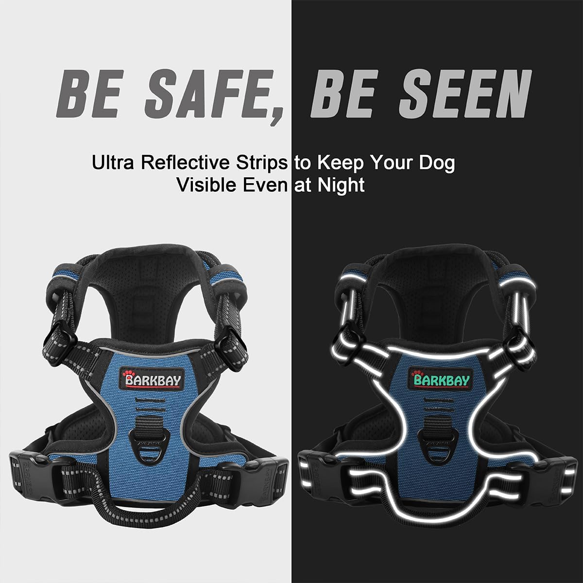 Dog Harness No Pull for Large Dogs Front Back Clips,Dog Vest | Soft Padded No Choke With Handle,Easy On&Off,Adjustable Reflective For Walking Training Running(Black,L)